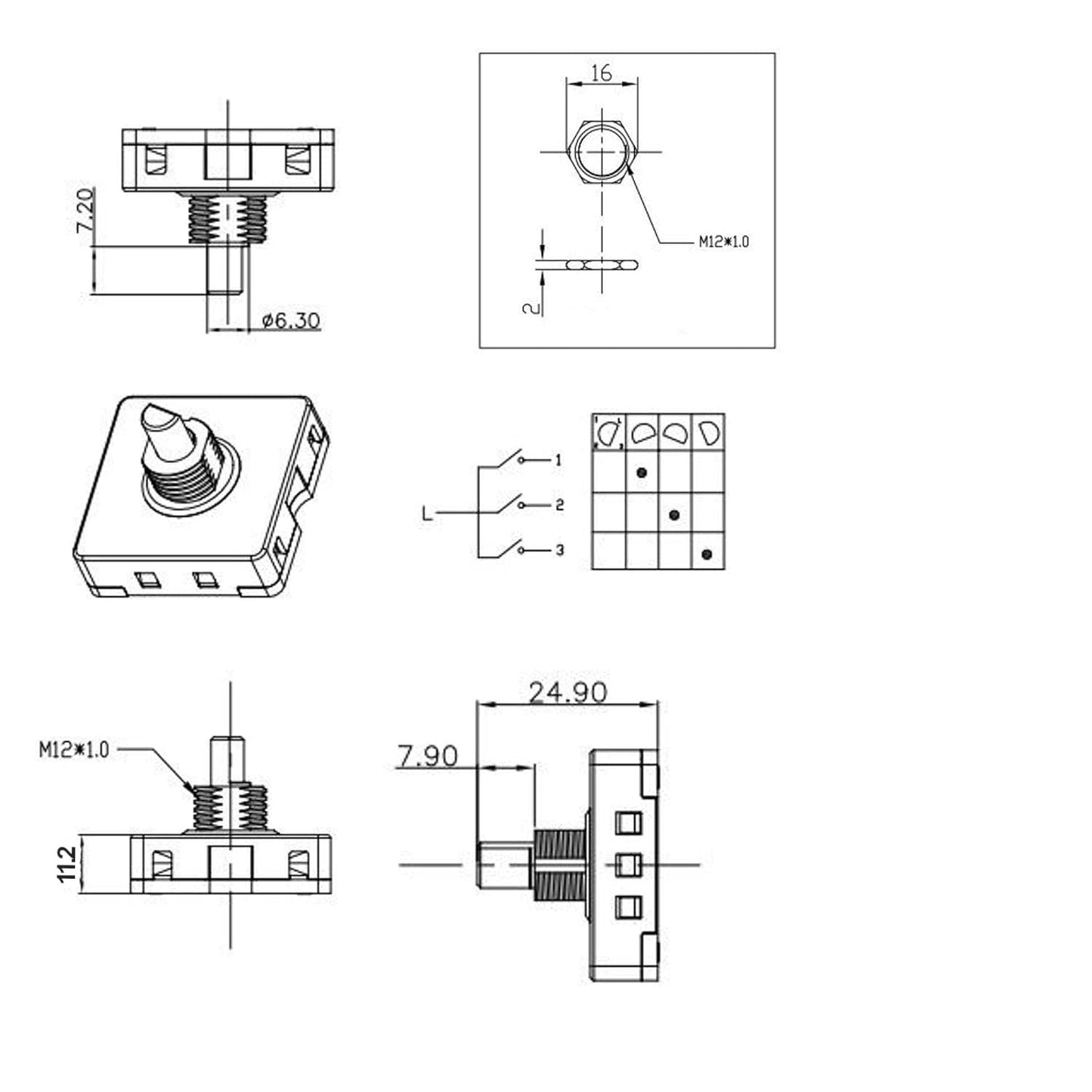 HQRP 4-Position 3-Speed Fan Selector Rotary Switch Compatible with KMart Home Essentials Floor Fan