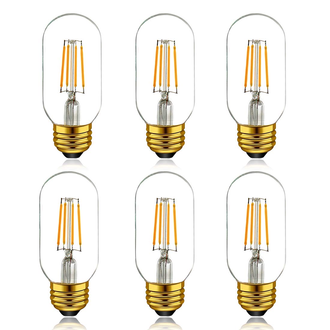 Adshen-US T14 / T45 LED Tubular Bulb 4W 2700K Warm White,E26 Dimmable Vintage Bulb,40W Equivalent 400 Lumens, Antique Edison Style LED Filament Light