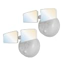 HALO Next Gen Battery-Powered LED Security Floodlight, 2 Head w/Motion Sensing, Dusk to Dawn, 2-Pack, Adjustable Brightness - White