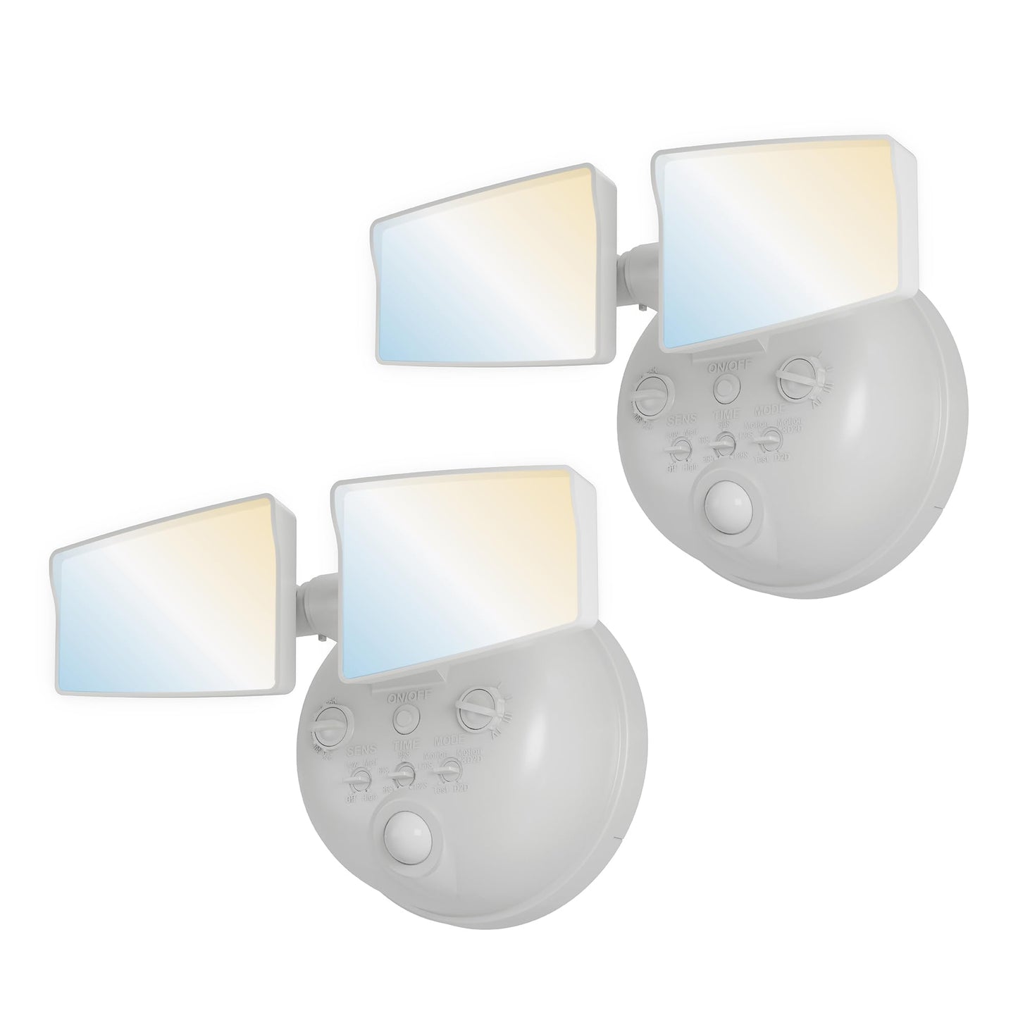 HALO Next Gen Battery-Powered LED Security Floodlight, 2 Head w/Motion Sensing, Dusk to Dawn, 2-Pack, Adjustable Brightness - White