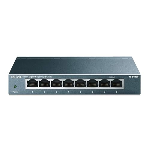 TP-Link 8 Port Gigabit Ethernet Network Switch - Ethernet Splitter | Plug & Play | Fanless | Sturdy Metal w/ Shielded Ports | Traffic Optimization |