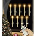 Strg Christmas Flameless Candles with Remote Timer, Christmas Window Taper Candles with Suction Cup and Magnetic Base Battery Operated Candle Sticks