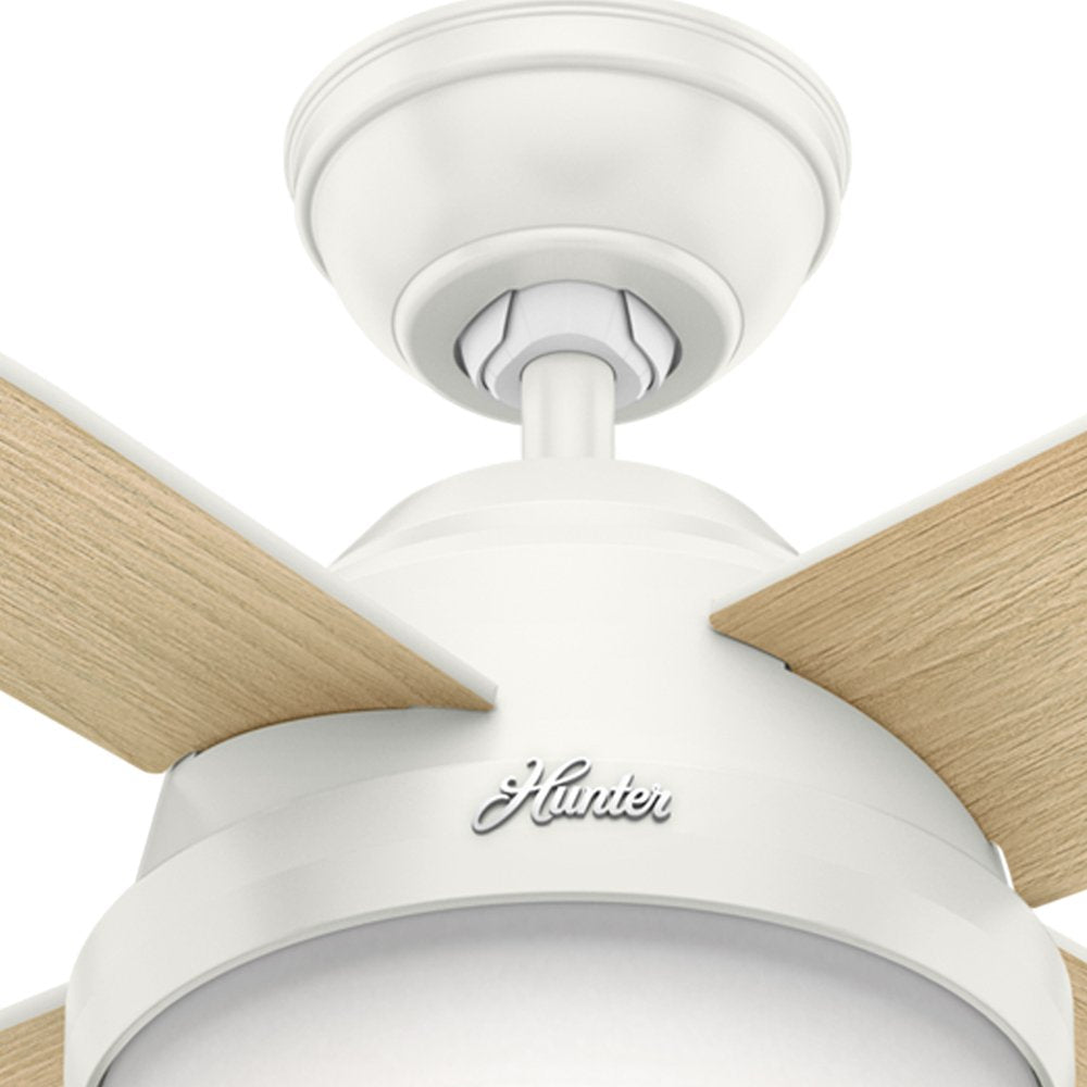 Hunter Fan 52in Fresh White Contemporary Ceiling Fan with LED Light Kit and Remote Control (Renewed)