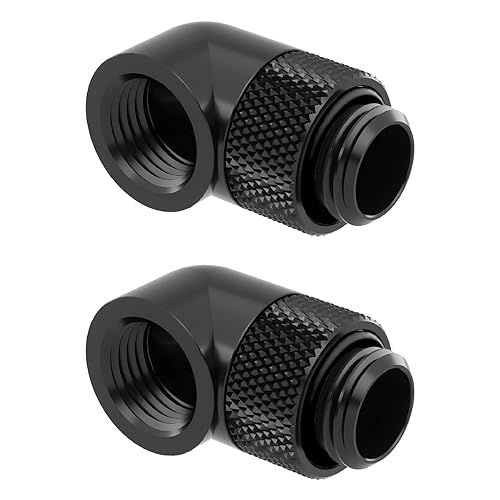dracaena.io 2 Pack G1/4" 90° Rotary 360° Swivel Fitting, Male to Female Extender Adapter for PC Water Cooling Loop, Computer Liquid Cooling Fittings