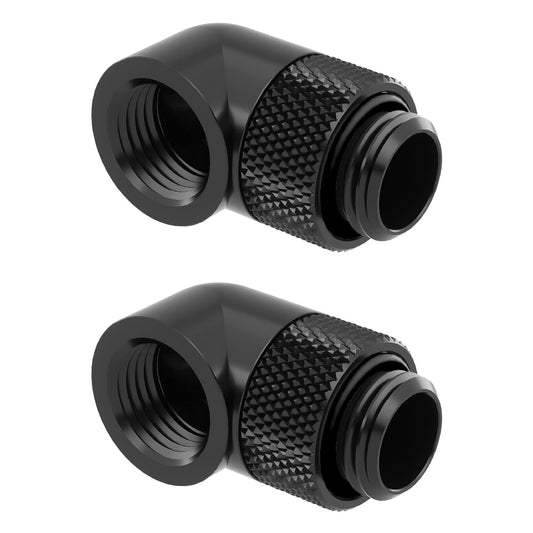 dracaena.io 2 Pack G1/4" 90° Rotary 360° Swivel Fitting, Male to Female Extender Adapter for PC Water Cooling Loop, Computer Liquid Cooling Fittings