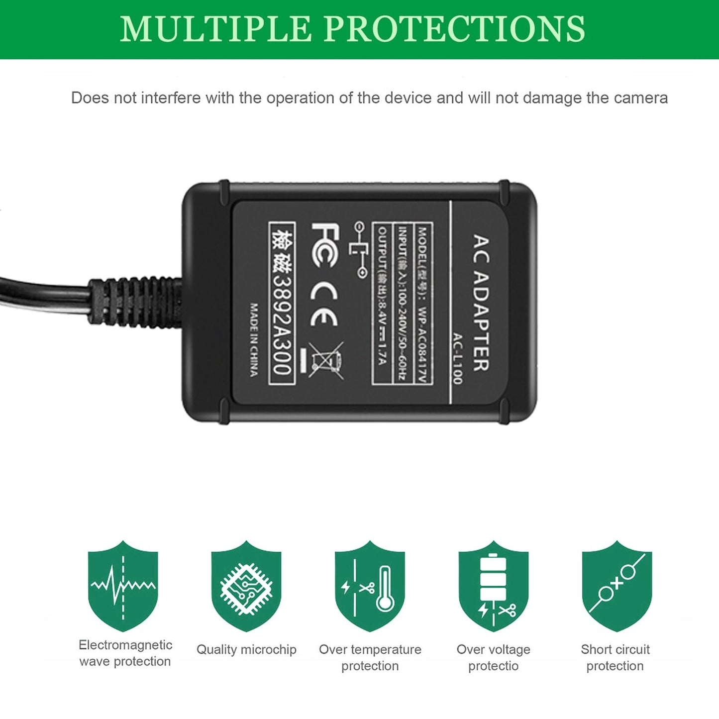 Gonine AC-L100 Charger for Sony Handycam Camcorder, Compatible with CCD-TRV108/308/118 & DCR-TRV460 etc, Replacement for AC-L15 AC-L10 AC-15A AC-L10A