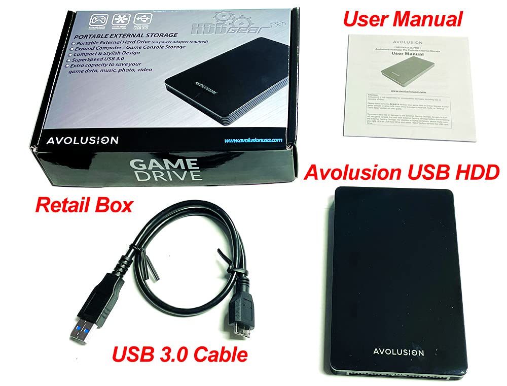 Avolusion HD250U3-Z1-PRO 2TB USB 3.0 Portable External Gaming Hard Drive (for Xbox One X, S & Series X | S - Pre-Formatted) - 2 Year Warranty