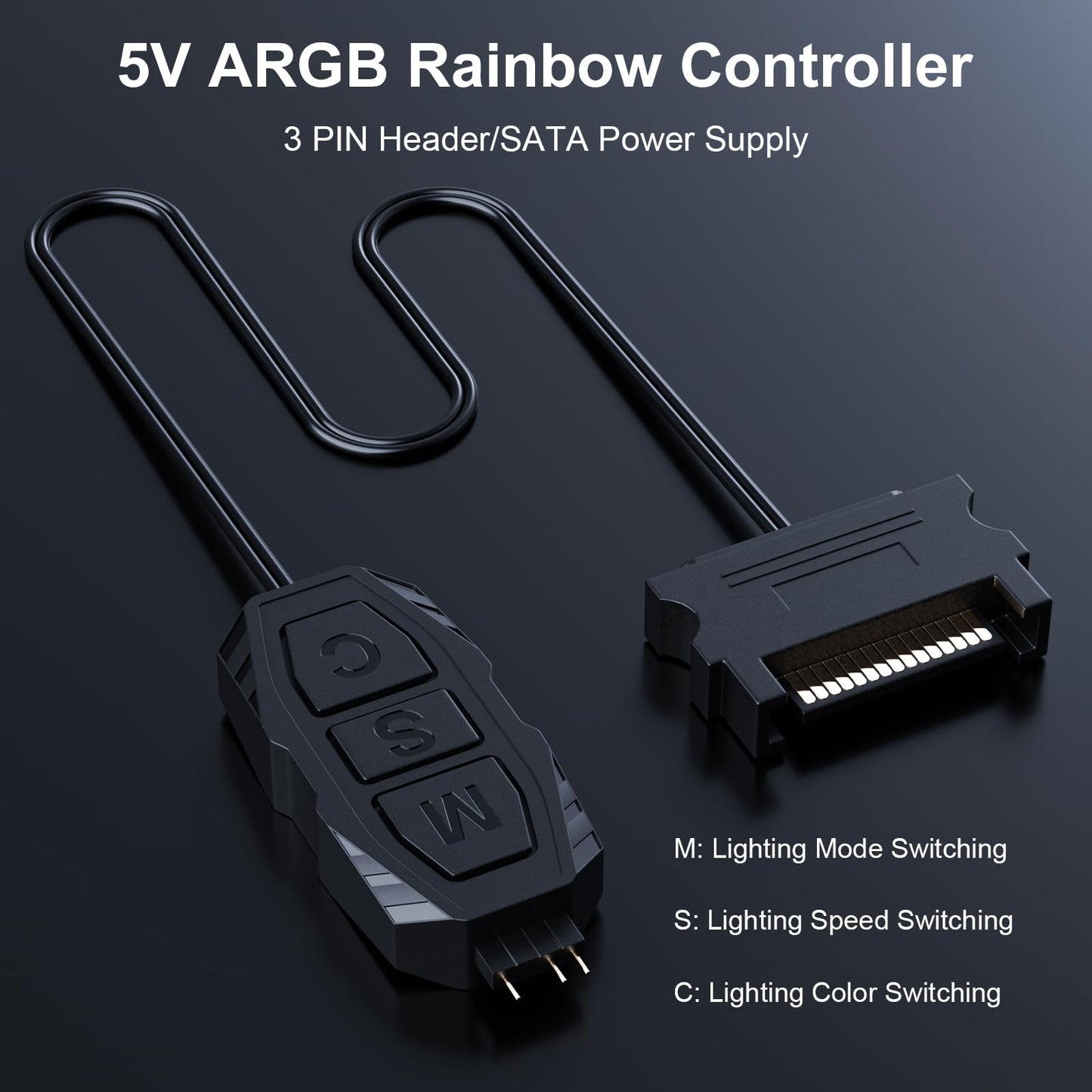 DS Mini ARGB PC Fans Controller Kit with One-to-One Matching Function for Computer Case RGB Fans, PC ARGB Heat Sink (3 Pin, 14 Key, SATA Power, 5th