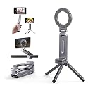 Grey Magnetic Phone Holder Tripod for Magsafe iPhone 17/16/15/14/13/12 Plus Pro Max Series, Aluminium Phone Stand Mount Adapter Adjustable Magic Phone