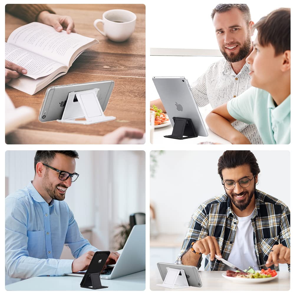 Kemoxan 4 Pack Portable Cell Phone Stand Holder for Desk, Foldable Pocket-Sized Mount, Universal Adjustable Desktop Mobile Phone Kickstand Compatible