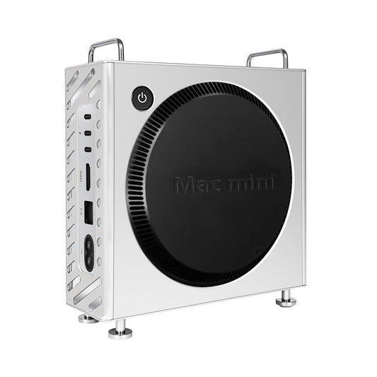 Aluminum Stand for Mac mini M4/M4 Pro (2024) - Premium Vertical Mount | Secure Holder | Enhanced Cooling | Space Saving Desktop Design (Silver)