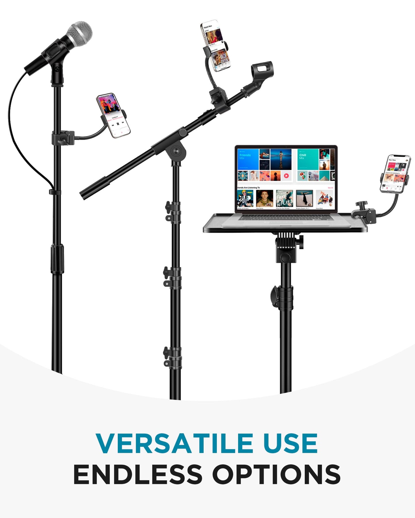 InnoGear Mic Stand Phone Holder, Flexible Gooseneck Mount Clamp for Microphone Boom Arm Tube Pipes Music Accessories for iPhone 16 15 14 13 12 MAX Pro