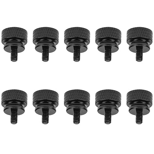 HELIFOUNER 10 Pieces 6-32 Thread, Black Color Anodized Aluminum Computer Case Thumbscrews, Thumb Screws for Computer Case/Cover/Power Supply/Hard