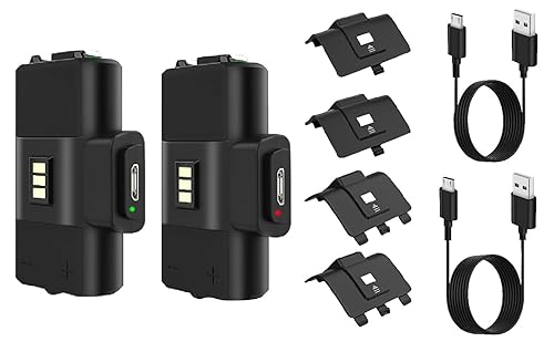 2X Pack Rechargeable Fast Charge Battery Charger Kit + 4X Cover for Xbox Controllers Xbox Series S/X Xbox 1 One S/One X/One Elite Wireless Remote