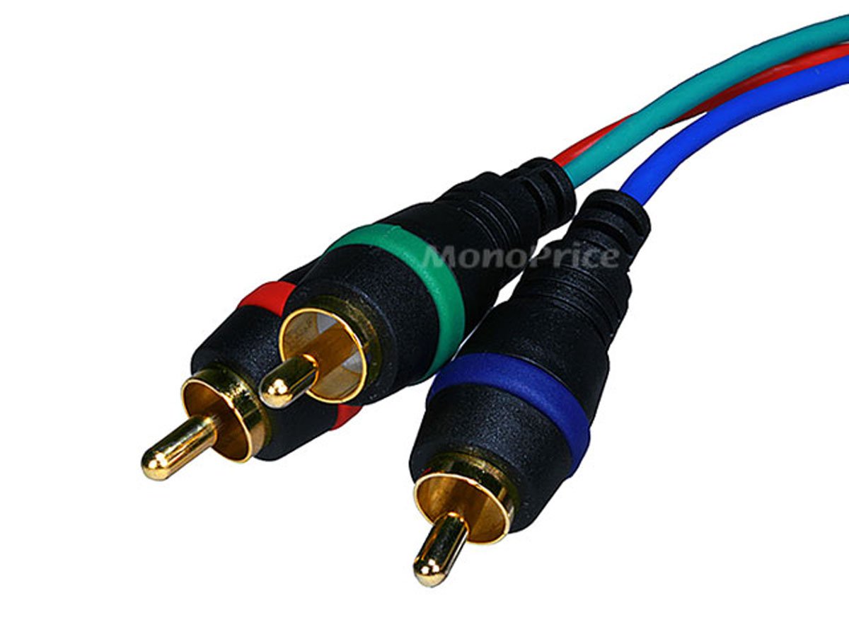 Monoprice Video Cable - 6 Feet - VGA to 3 RCA Component Adapter for Projectors, Gold plated connectors and pins