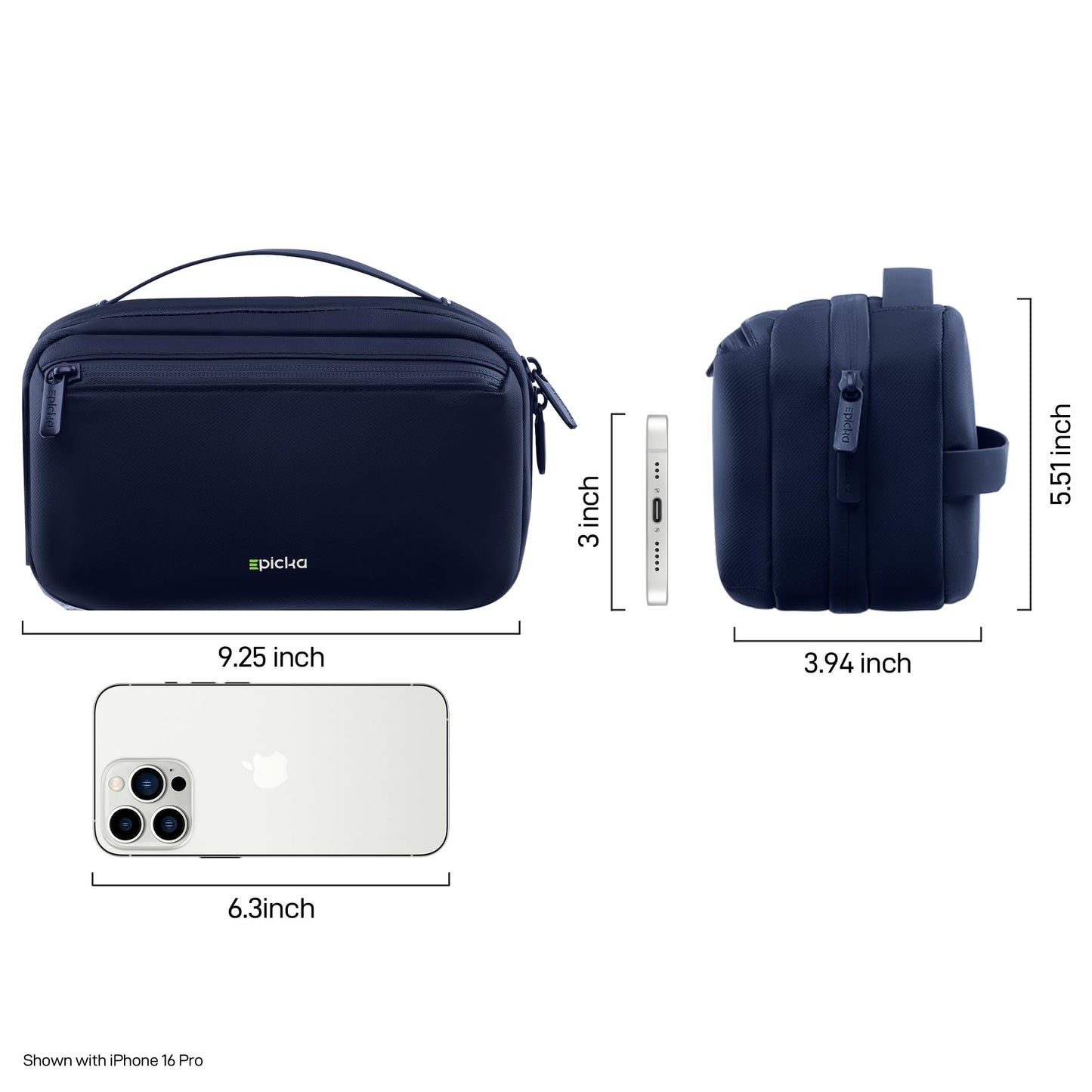 EPICKA Electronics Organizer Travel Case - Cable Organizer Bag for Travel Accessories, Tech Pouch for Cords, Charger, Adapter, Cables, Power Bank