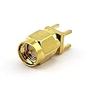 DGZZI 5-Pack SMA Male RF Coaxial Adapter 4 Pins Square Stand Straight Connector PCB Panel Mount Plug Jack Connector