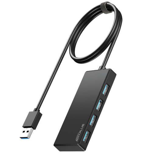 ANYPLUS USB Hub, Multiport USB Splitter Adapter, 2 ft Long Cable USB 3.0 Hub, USB Extender for Laptop, PC, iMac, Surface Pro, MacBook, Mac Pro, Flash