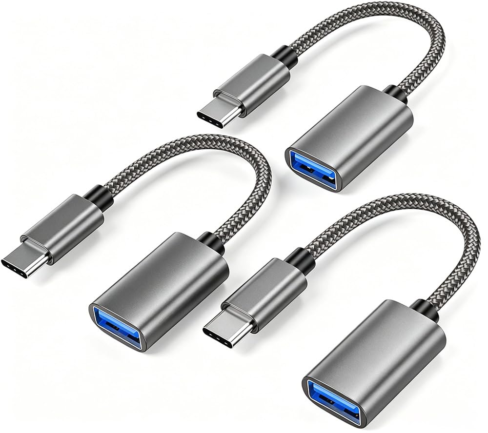 USB C to USB 3.0 Adapter [3 Pack], USB C Male to USB Female OTG Cable Thunderbolt3 to USB Adapter Compatible for MacBook Pro/Air, iPhone 16 Pro Max/16