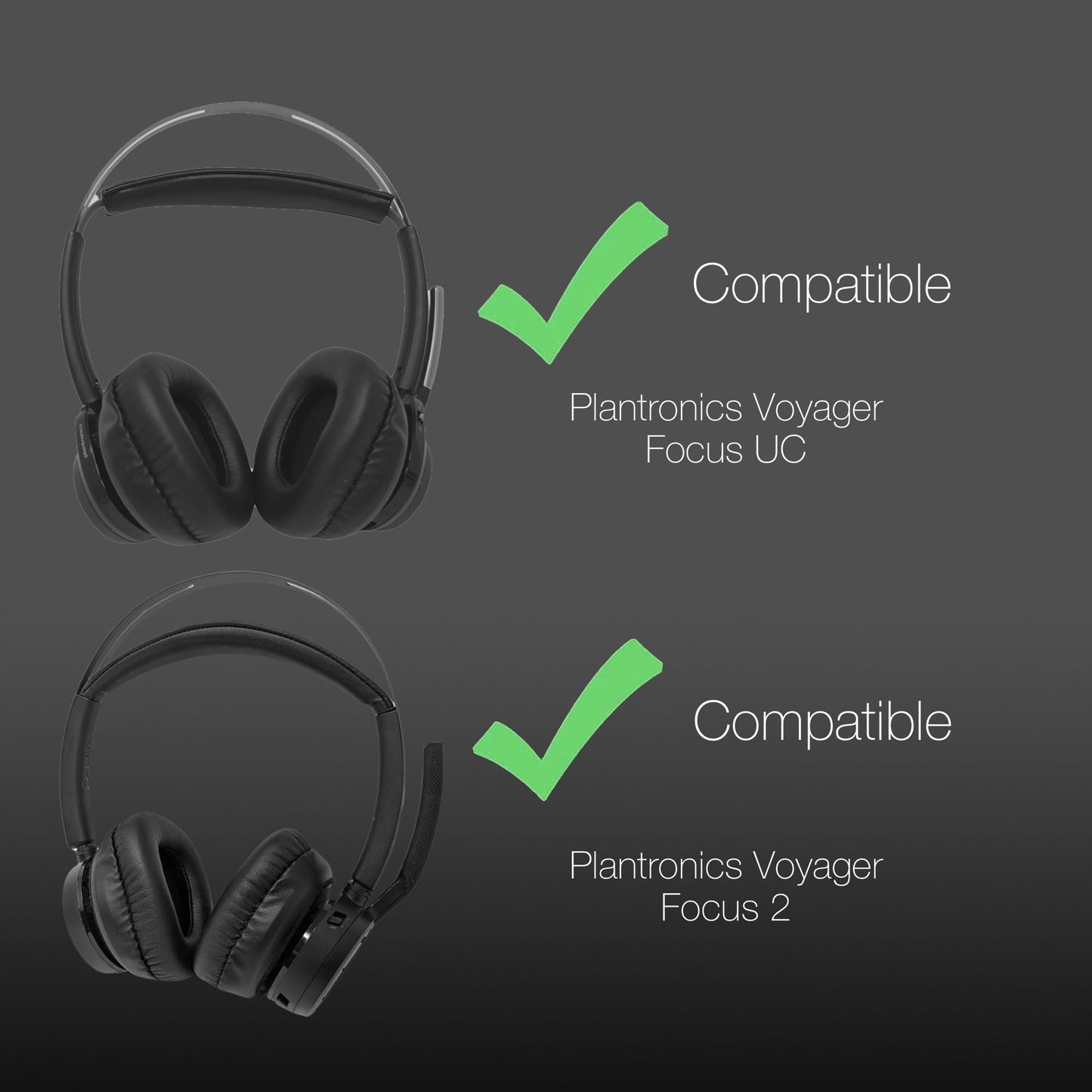 Cushion Replacement Kit for Blue Parrot B550-XT, Poly Voyager Focus 2, Voyager 4300 - Oversized Cushions Enhances Everyday Comfort of Your Bluetooth