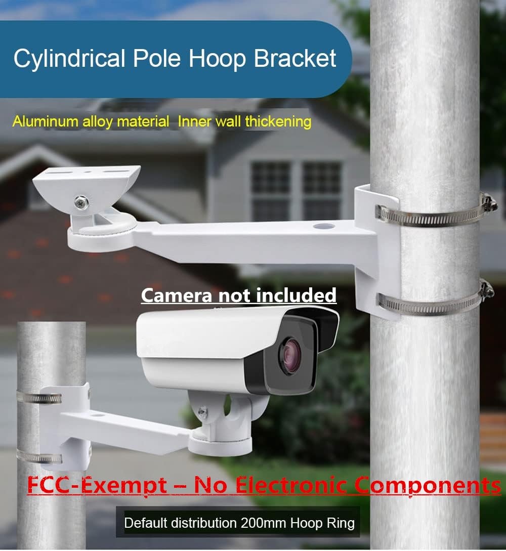 V-Fiabilidad 11.8'' (300mm) Heavy Duty CCTV Camera Mount Bracket - Weatherproof Pole/Wall/Corner Mount, Adjustable 90° Tilt for Bullet/PTZ/Dome IP