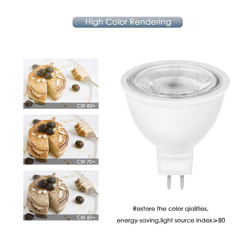 Lxcom Lighting MR16 LED Bulb G5.3 MR16 COB Spotlight 5W LED Light Bulbs 50W Halogen Bulbs 110V 4000K Natural White for Landscape Flood Track Recessed