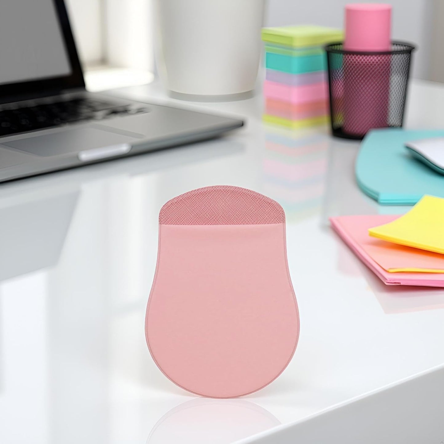 2Pcs Pink Universal Stick-On Mouse Pouch Holder for Sleevefor Laptop Reusable Adhesive Storage Mouse Holder, Cover Office Worker Mouses Storage Bag
