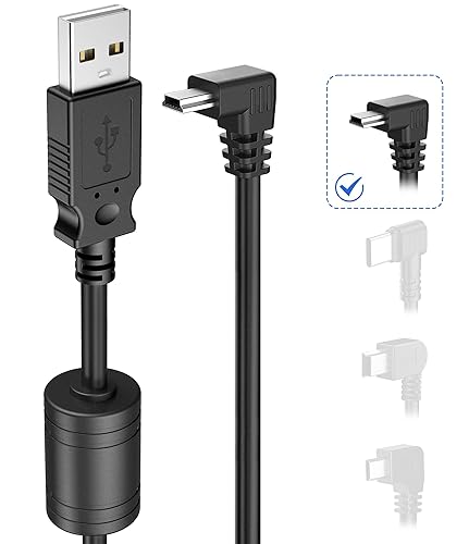 Gonifeto Charger Cable for Garmin GPS,(6Ft 18AWG) Thicker Shielded Mini USB Charging Cord,90 Degree GPS Replacement Power Adapter Wire for Garmin