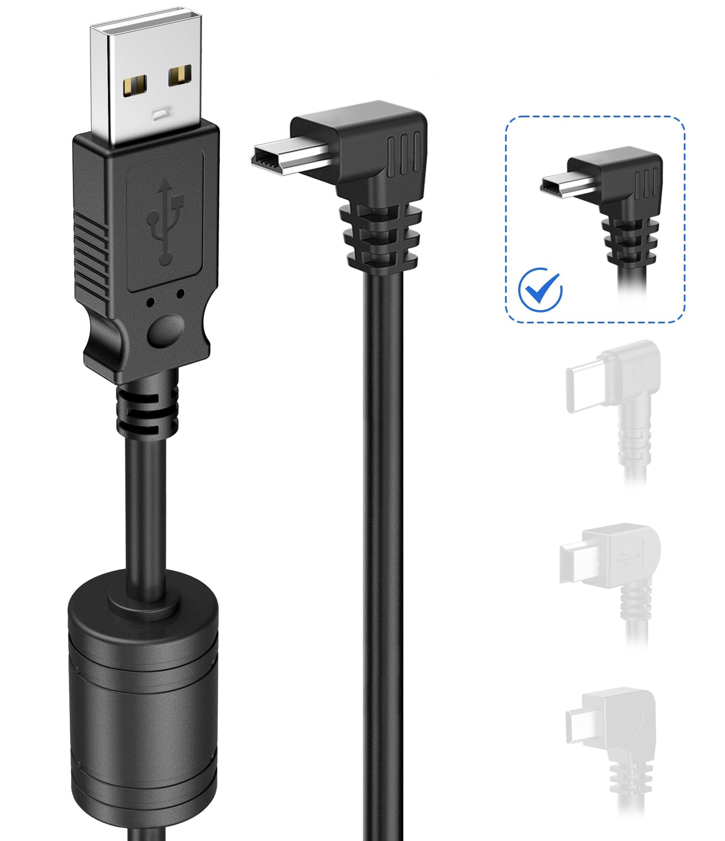 Gonifeto Charger Cable for Garmin GPS,(6Ft 18AWG) Thicker Shielded Mini USB Charging Cord,90 Degree GPS Replacement Power Adapter Wire for Garmin