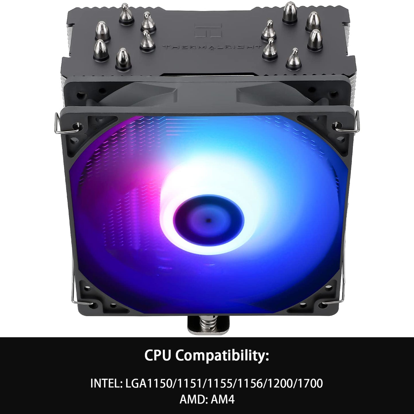 Thermalrlght Burst Assassin 120 ARGB CPU Cooler, 120mm PWM Quiet Fan ARGB CPU Air Cooler with 1550RPM Speed, for Intel 1700/1150/1151/1200
