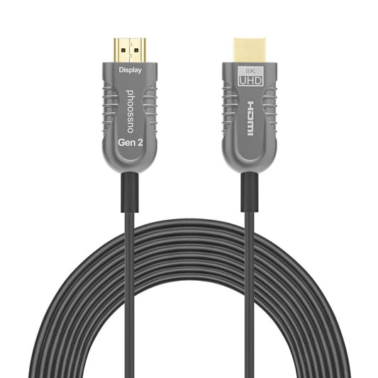 phoossno 10K 8K Fiber Optic HDMI Cable 50FT,Certified High Speed Long HDMI 2.1 Cable 48Gbps 8K60Hz eARC Dolby Vision Atmos HDR10,Compatible with PS4