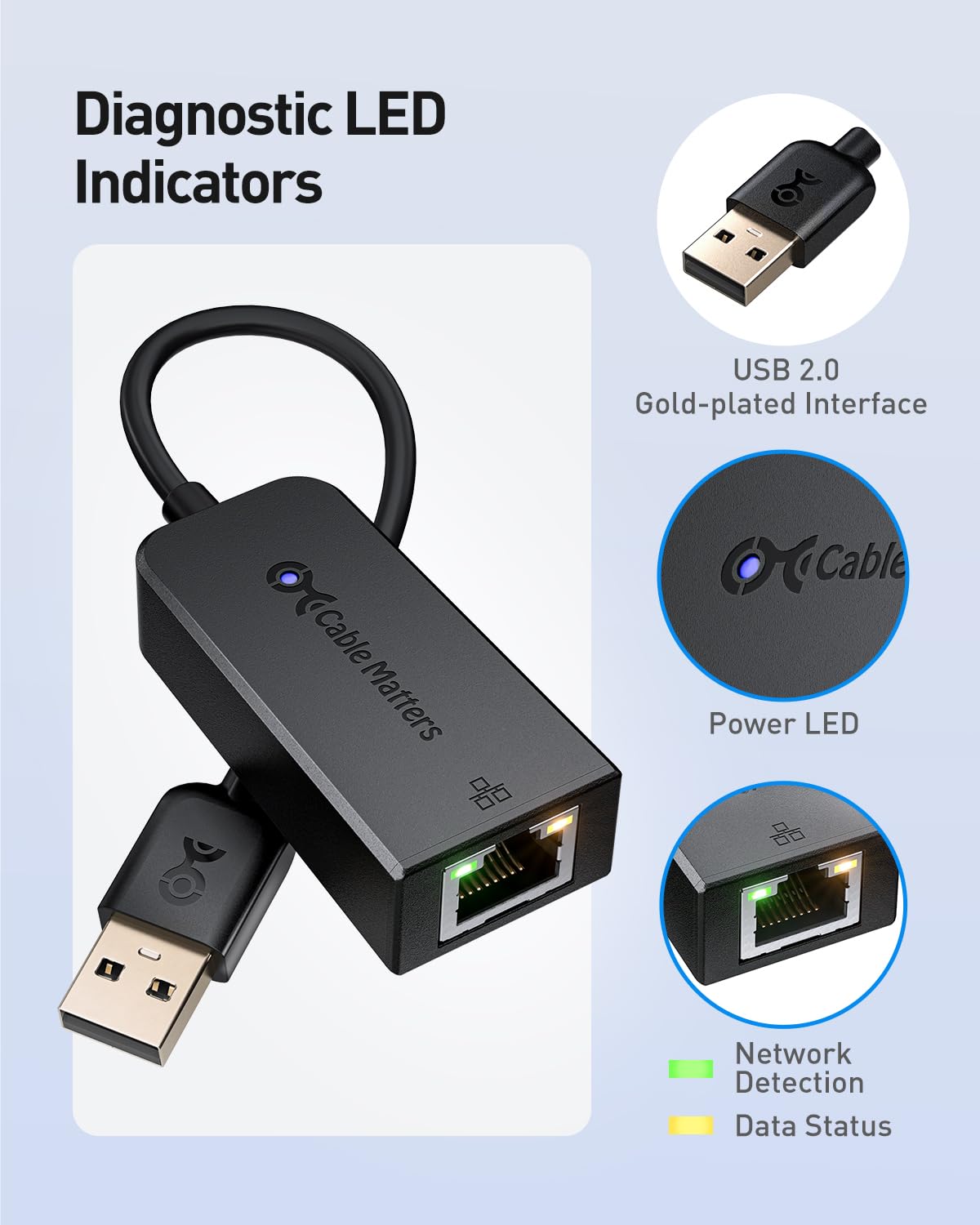 Cable Matters USB 2.0 to Ethernet Adapter, Plug & Play