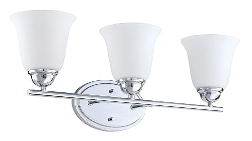 Aspen Creative 62231, Three Metal Bathroom Wall Light, 24" Wide, Transitional Design in Chrome Vanity Fixture