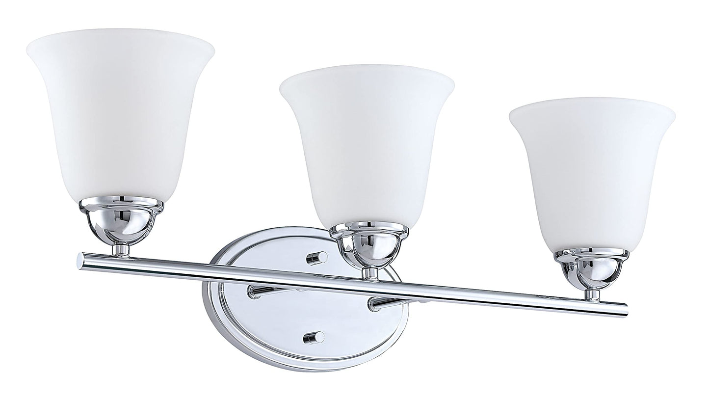 Aspen Creative 62231, Three Metal Bathroom Wall Light, 24" Wide, Transitional Design in Chrome Vanity Fixture