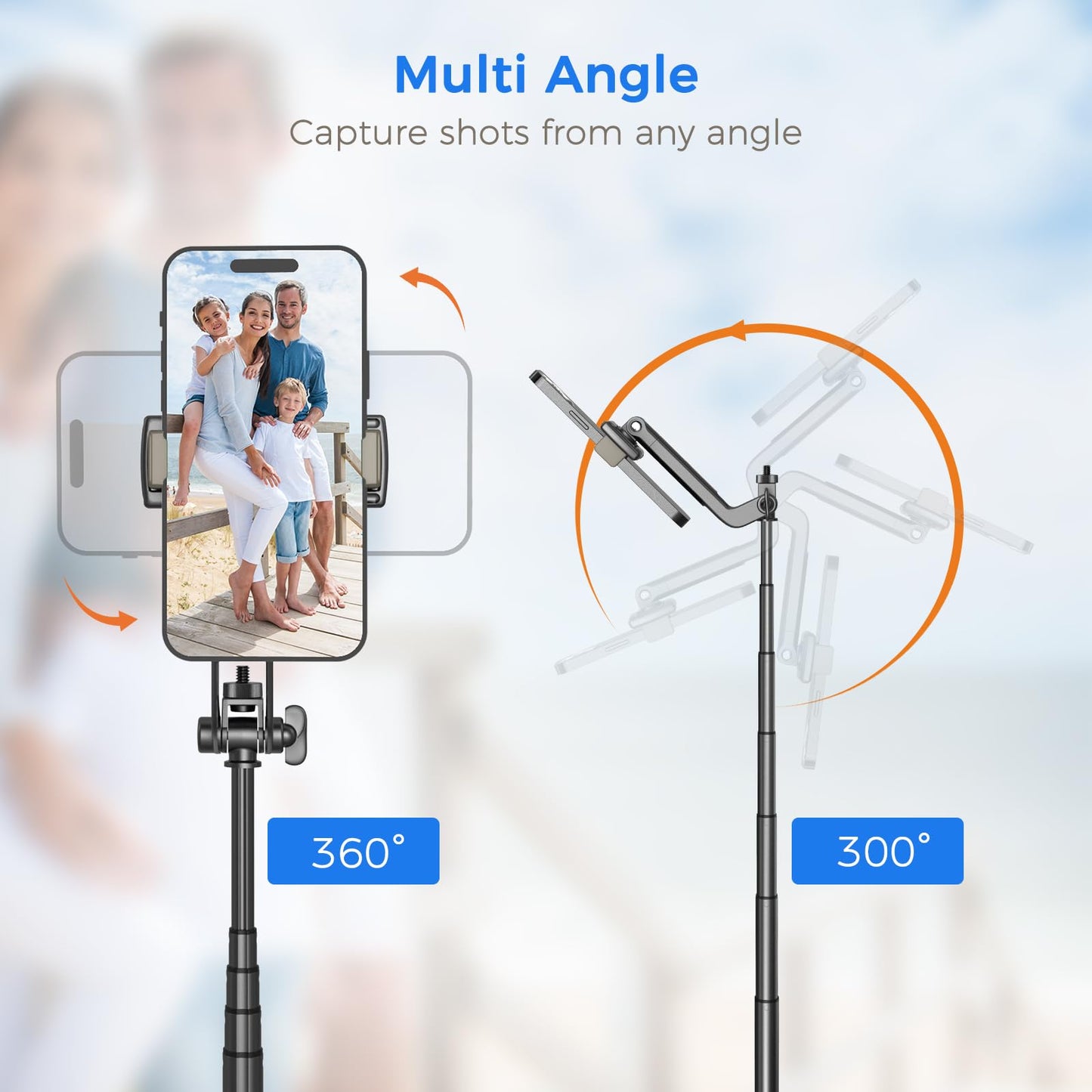 Selfie Stick Travel Tripod for Cell Phone with Remote Control and Phone Holder, Extendable Selfie Stick for iPhone, iPhone Tripod for Video Recording