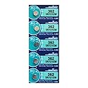 Murata 362 Battery SR721SW 1.55V Silver Oxide Watch Button Cell (5 Batteries)
