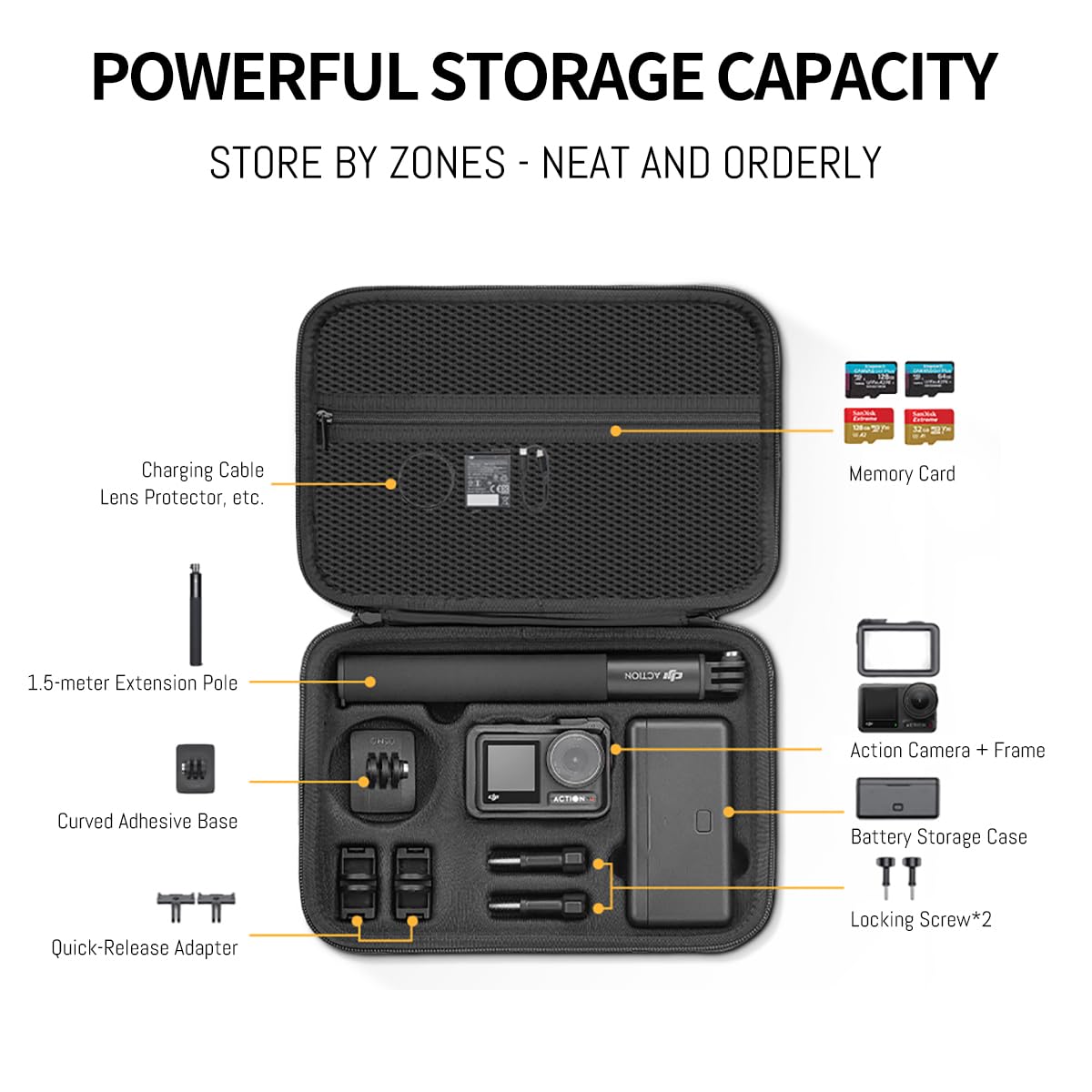 Osmo Action 5 Pro Carrying Storage Case for DJI Osmo Action 5 Pro/Action 4 3, Surface Waterproof Travel Portable Hard Bag Compatible With DJI Osmo