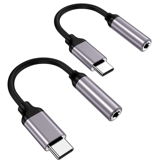 USB Type C to 3.5mm Female Headphone Jack Adapter-2 pa'ck, USB C to Aux Audio Dongle Cable Cord Compatible with Pixel 4 3 2 XL, Samsung Galaxy S21 S20