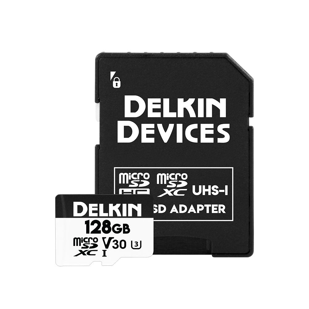 Delkin Devices Hyperspeed 128GB Micro SD Card with Adapter - 100MB/s Read, UHS-I (U3, V30), 4K & Full HD for Smartphones, Tablets, GoPro, and Dash Cam