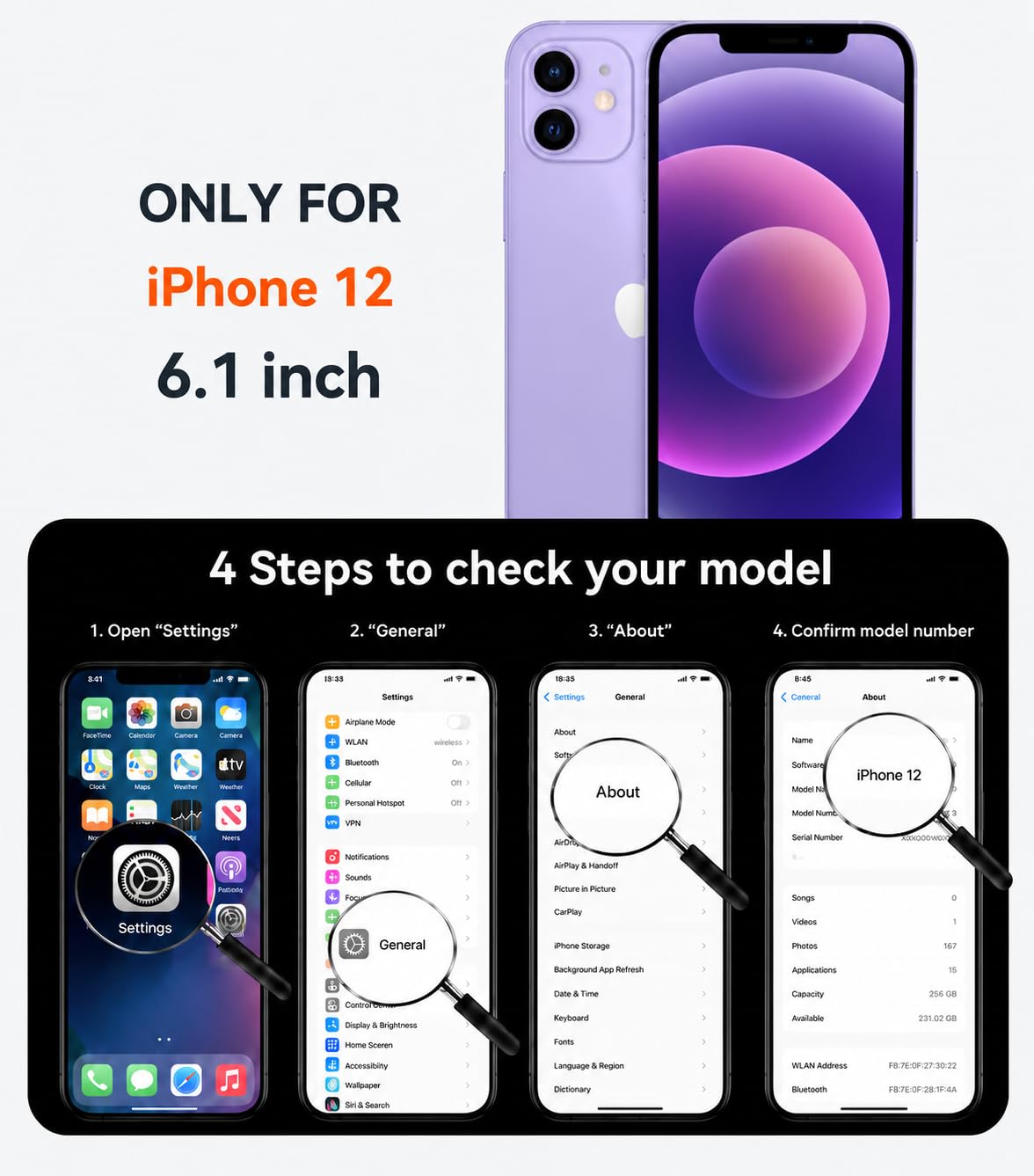 Doulings Magnetic Design for iPhone 12 Case,Compatible with MagSafe[Military Grade Drop Protection] Camera Lens Protector Cover Logo View Dust-Proof