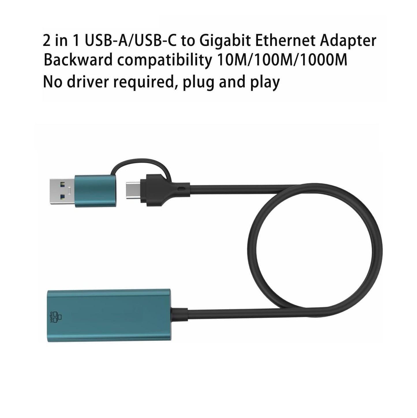 USB 3.0 to Ethernet Adapter, USB C to RJ45 Gigabit LAN (1000Mbps) Network Adapter, Compatible with MacBook/Pro/Air, Surface Pro, Windows 11/10/8/7