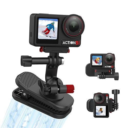 Backpack Clip Magnetic Mount for DJI Osmo Action 5 Pro/6/4/3, 360° Rotating Shoulder Bag Strap Clip Mount for Insta360 X5/X4/Ace Pro 2/Go Ultra, Osmo