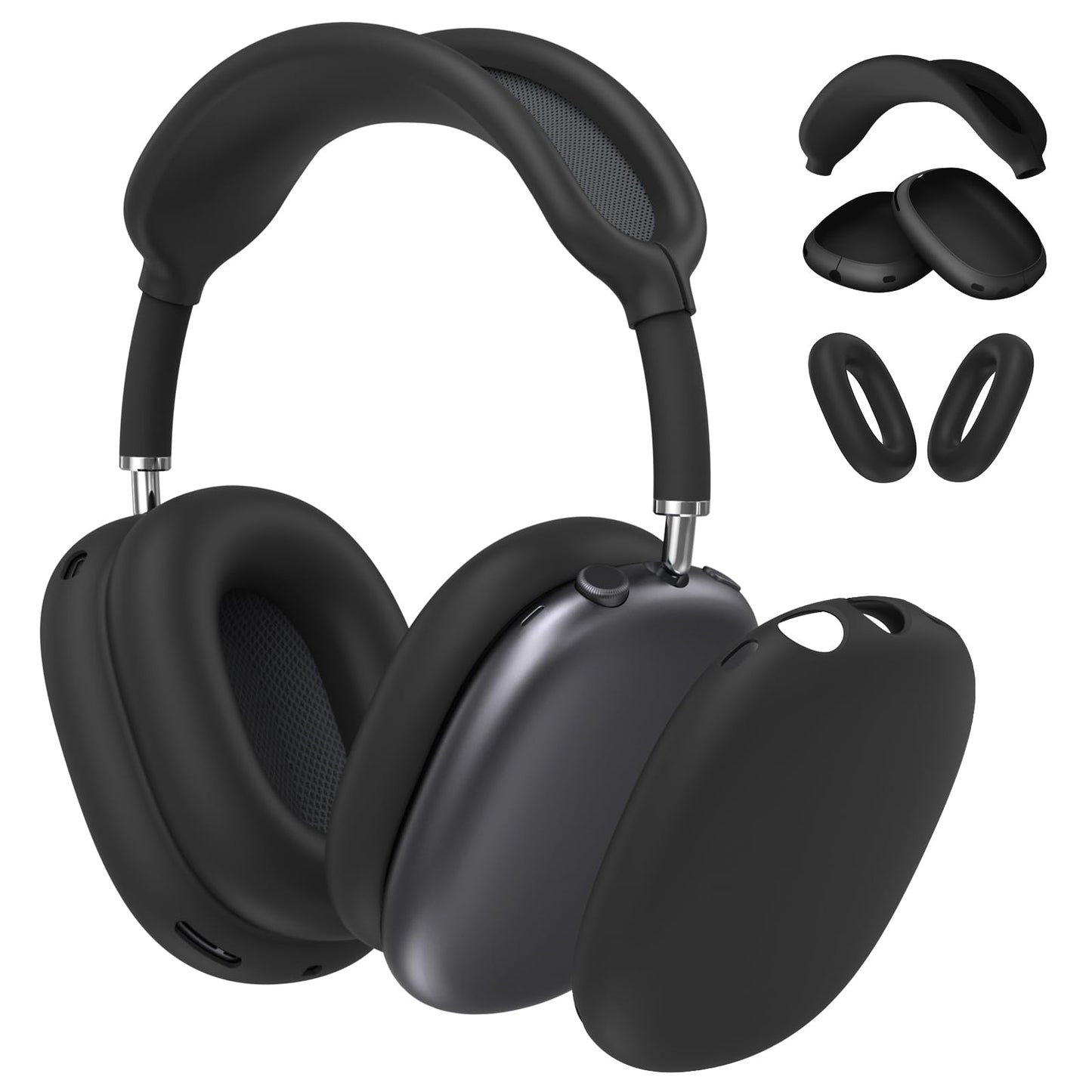 Fintie 3 in 1 Silicone Case Cover for AirPods Max 2 (2026) and AirPods Max 1 (2020/2024) Headphone, Anti-Scratch Ear Pad/Ear Cups/Headband Cover, Soft