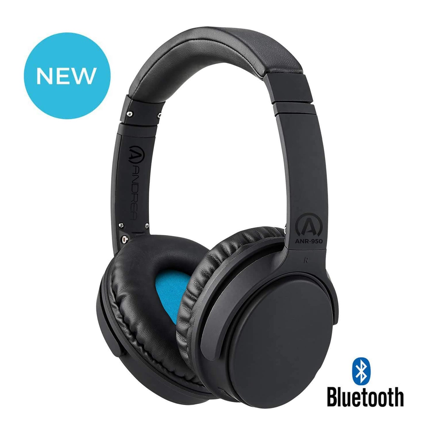 Andrea Communications ANR-950 Wireless Bluetooth Headphones with Active Noise Reduction., Black
