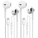 USB C Headphones 2 Pack，USB Type C Earbuds HiFi Stereo USB C Wired Earphones with Microphone Volume Control Compatible with Samsung Galaxy S23 S22…
