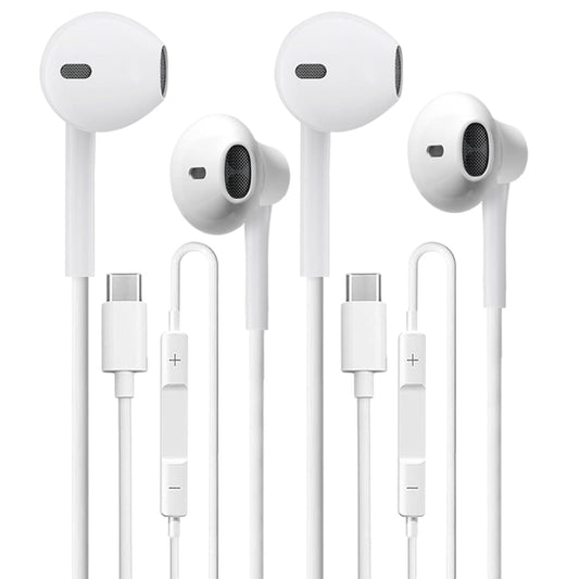 USB C Headphones 2 Pack，USB Type C Earbuds HiFi Stereo USB C Wired Earphones with Microphone Volume Control Compatible with Samsung Galaxy S23 S22…