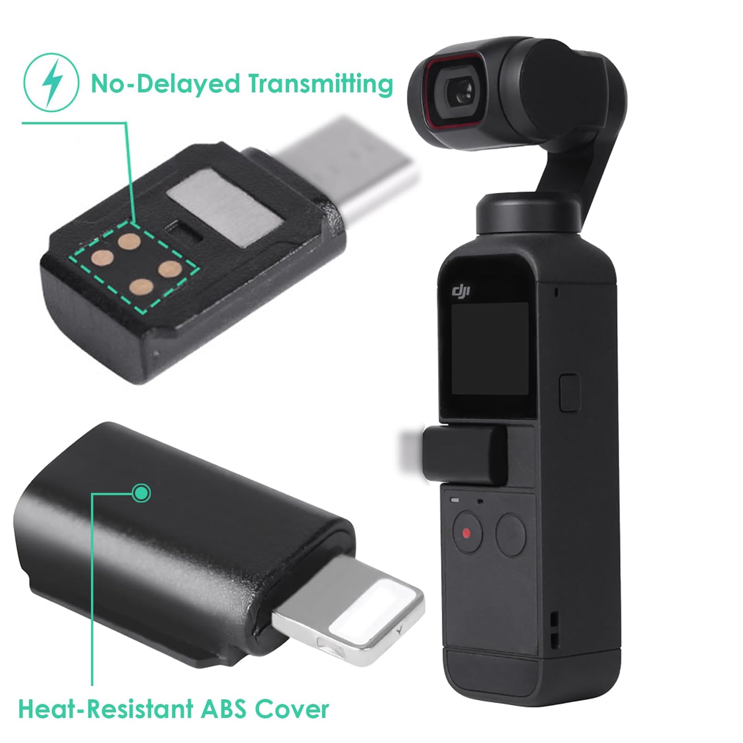 CAPART Phone Adapter for DJI DJI OSMO Pocket 2 and Osmo Pocket, iOS Phone Connector Adapter, Fast Transmitting NO Delay (to Smartphone iOS)
