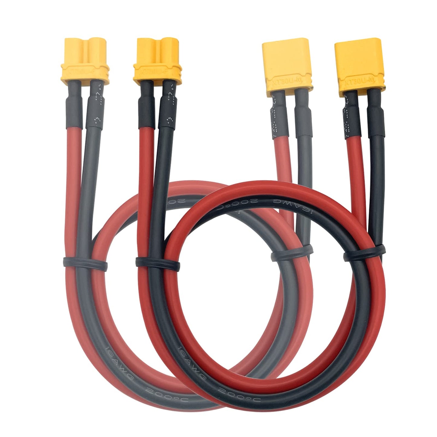 2pcs Amass XT30 U-F/M Male to Female Plug Extension Cable Lead Silicone Wire 16AWG Lithium Battery Plug Connector