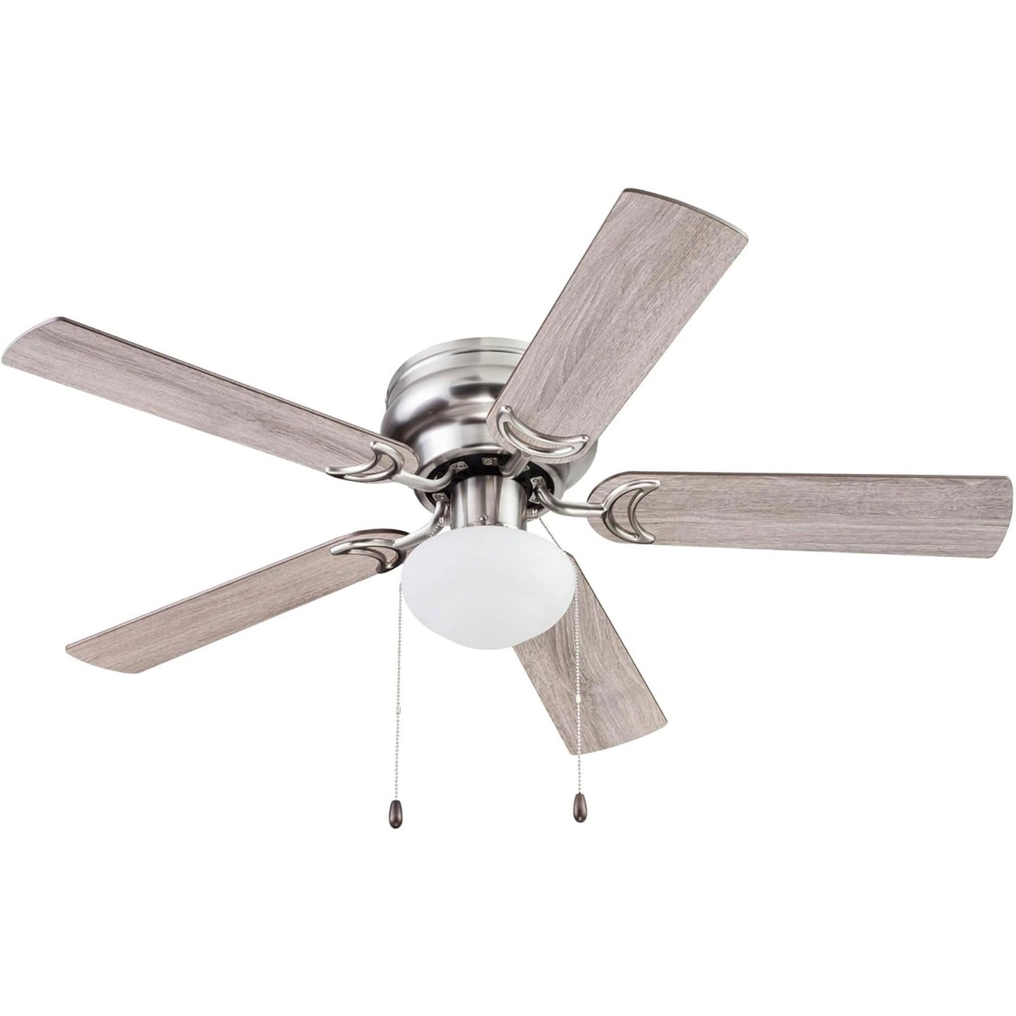 Prominence Home Alvina Traditional 44 Inch Ceiling Fan with Light, LED Flush Mount Ceiling Fan, Indoor Fan with 5 Blades, Gray Oak and Brown Walnut
