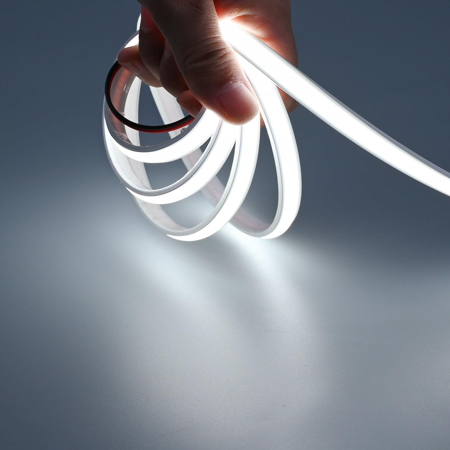 GOMING 24V 32.8ft/10M Neon COB LED Strip Light Cool White 6000K IP67 Waterproof 3120LEDs CRI 93+ 6300lm Uniform Glow Flexible Self-Adhesive LED Tape